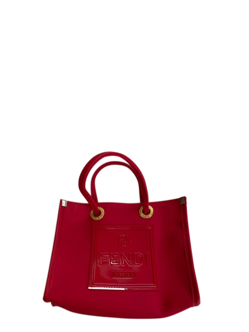 Fendi Red Patent Leather Tote with Gold Hardware